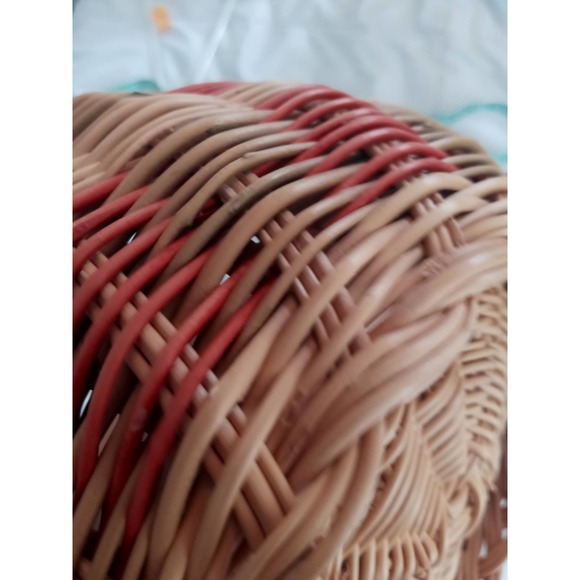 Woven Circular Basket Two Tone Red Decorative - Picture 11 of 11